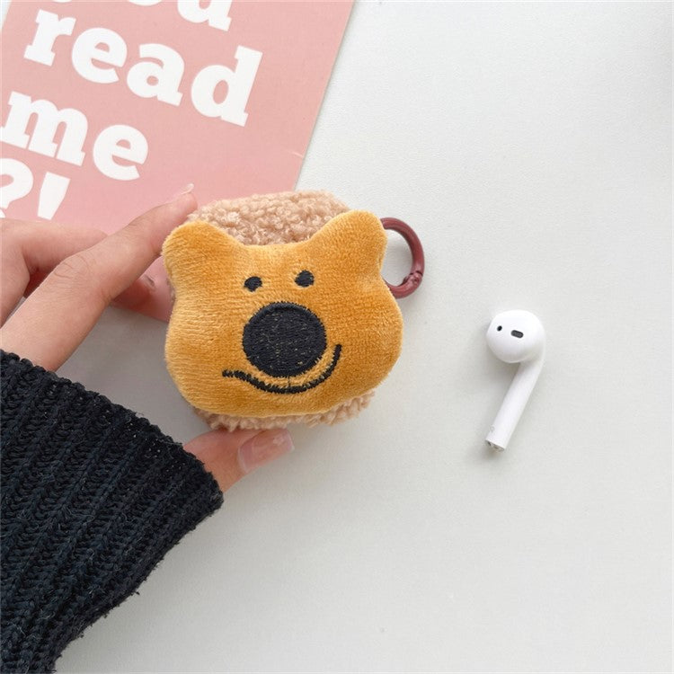 For Apple AirPods with Charging Case (2016) / (2019) / AirPods with Wireless Charging Case (2019) Cute Bear Fluff TPU Earphone Case Protective Earbud Cover with Ring Buckle