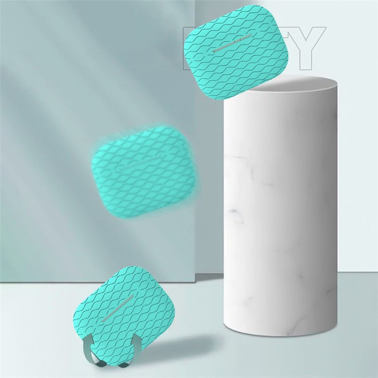 For Apple AirPods Pro 2 Wavy Edge Ocean Style Earphone Silicone Case Bluetooth Earbud Anti-drop Cover with Lanyard - Mint Green