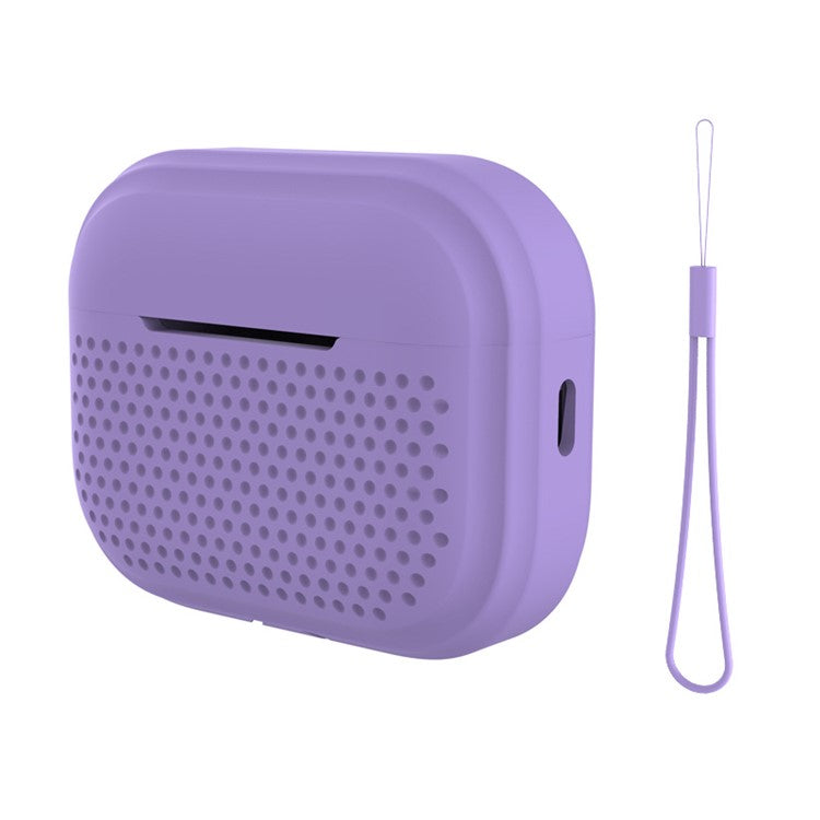 For Apple AirPods Pro 2 Radio Style Bluetooth Earphone Protective Case Anti-scratch Earbud Cover with Lanyard - Violet