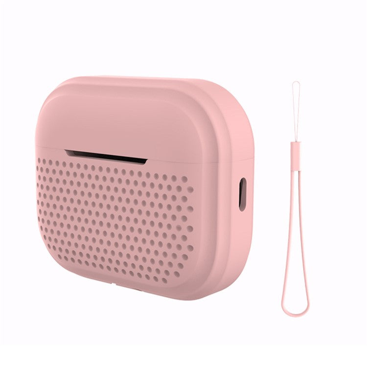 For Apple AirPods Pro 2 Radio Style Bluetooth Earphone Protective Case Anti-scratch Earbud Cover with Lanyard - Pink