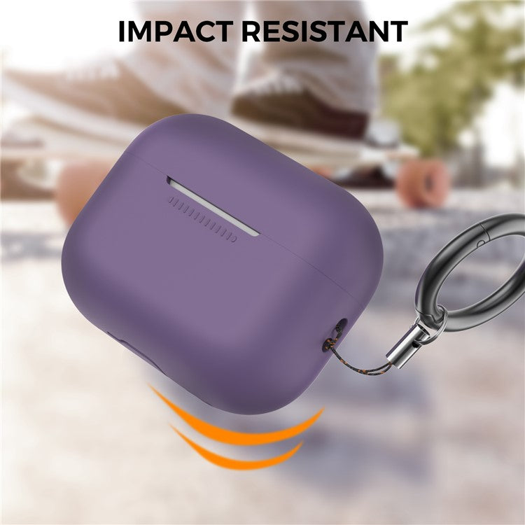 AHASTYLE PT187-G Shockproof Silicone Case for Apple AirPods Pro 2 Earphone Charging Bin Drop Protection Cover with Carrying Loop Strap - Dark Purple