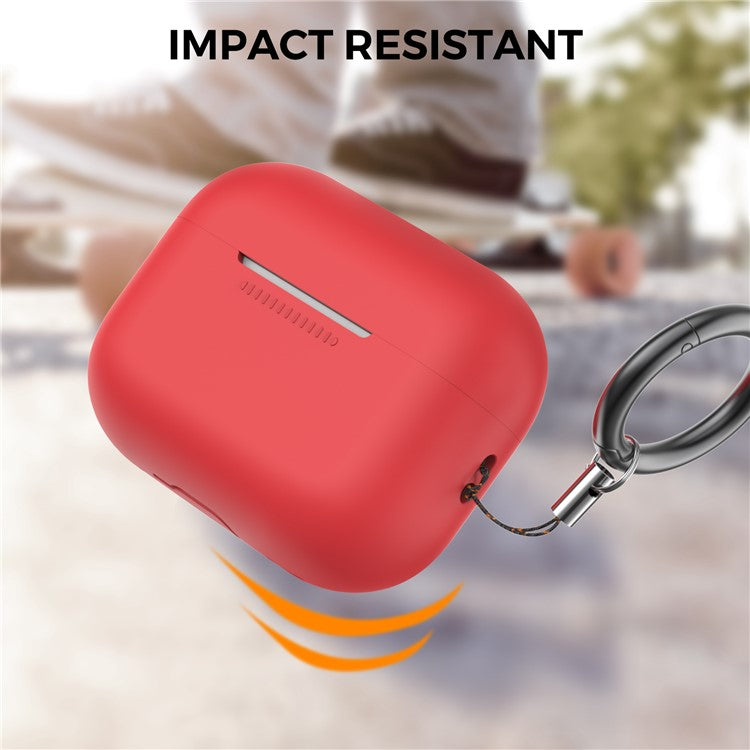 AHASTYLE PT187-G Shockproof Silicone Case for Apple AirPods Pro 2 Earphone Charging Bin Drop Protection Cover with Carrying Loop Strap - Red