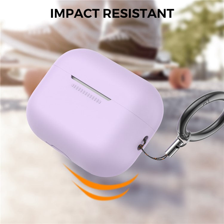 AHASTYLE PT187-G Shockproof Silicone Case for Apple AirPods Pro 2 Earphone Charging Bin Drop Protection Cover with Carrying Loop Strap - Purple