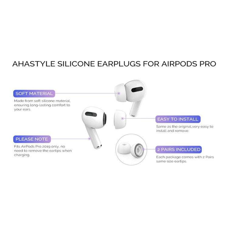 AHASTYLE PT99-PRO-1 3Pairs Earphone Tips for Apple AirPods Pro / AirPods Pro 2 Silicone Bluetooth Headset Ear Caps, Size: S+M+L - White