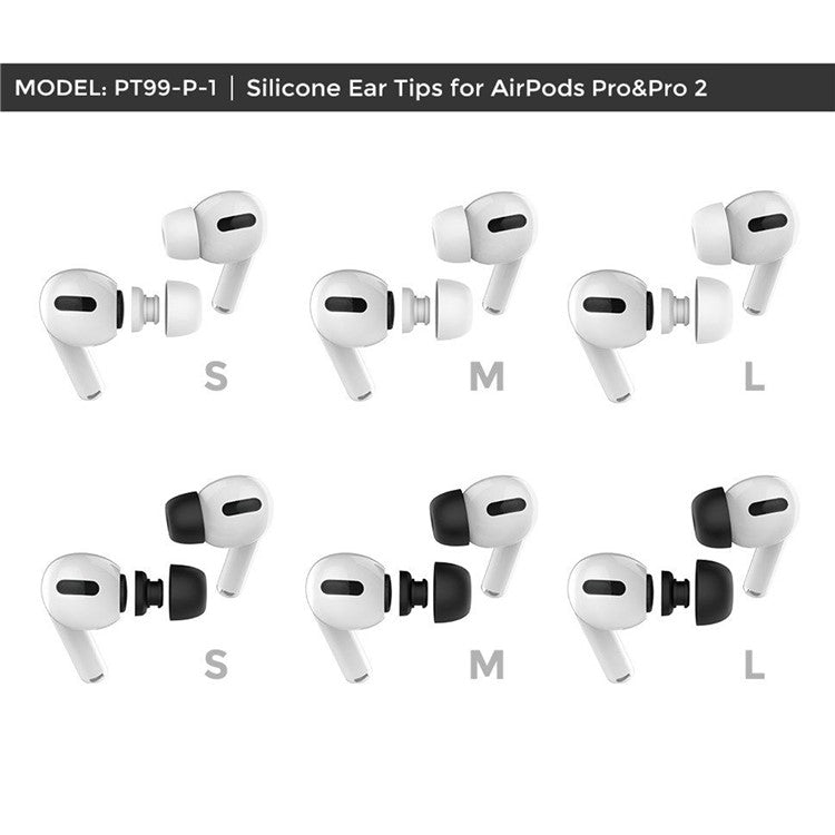 AHASTYLE PT99-PRO-1 3Pairs Earphone Tips for Apple AirPods Pro / AirPods Pro 2 Silicone Bluetooth Headset Ear Caps, Size: S+M+L - White