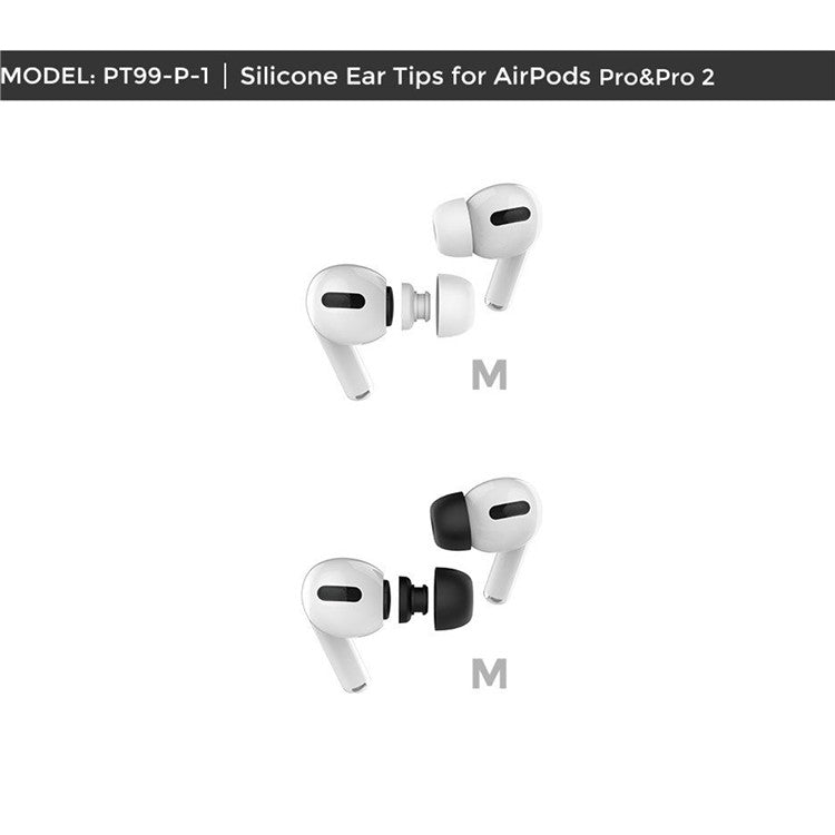 AHASTYLE PT99-PRO-1 One Pair Earphone Tips Replacement for Apple AirPods Pro / AirPods Pro 2 Silicone Bluetooth Headset Ear Caps, Size: L - White