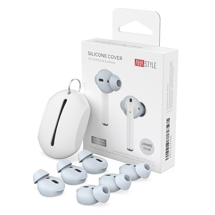 AHASTYLE PT66 for Apple AirPods with Charging Case (2016) / (2019) 3 Pairs Silicone Earbuds Cap Size: S - Baby Blue