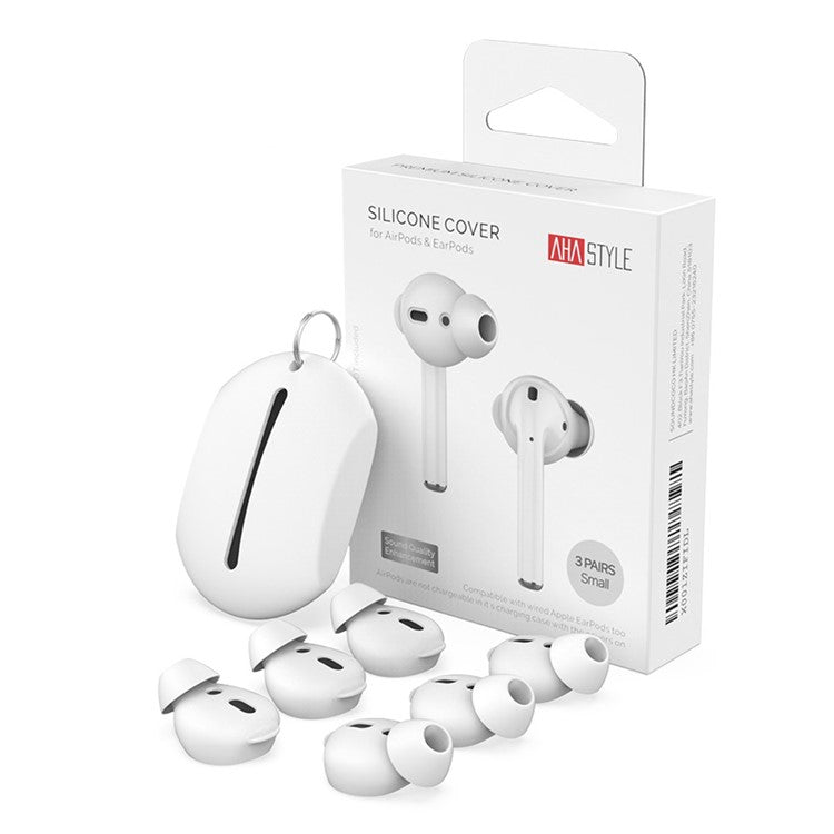 AHASTYLE PT66 for Apple AirPods with Charging Case (2016) / (2019)3 Pairs Silicone Earbuds Cap Size: S - White