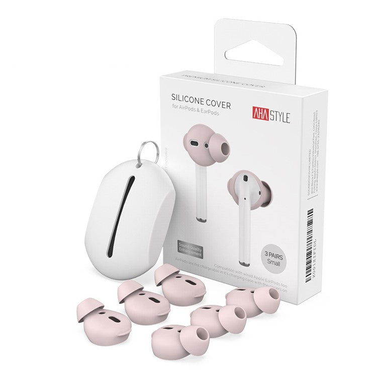 AHASTYLE PT66 for Apple AirPods with Charging Case (2016) / (2019) 3 Pairs  Silicone Earbuds Cap Size: S - Pink