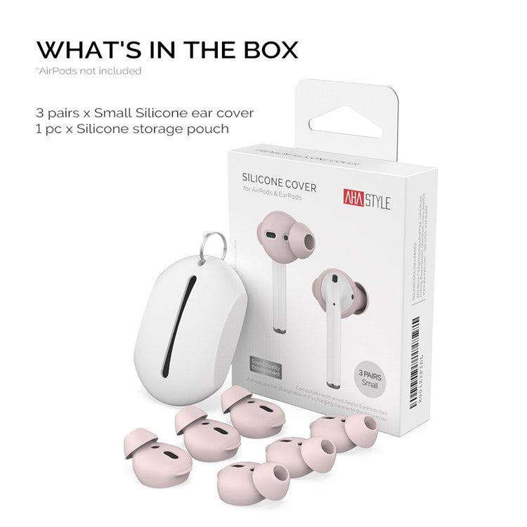 AHASTYLE PT66 for Apple AirPods with Charging Case (2016) / (2019) 3 Pairs  Silicone Earbuds Cap Size: S - Pink