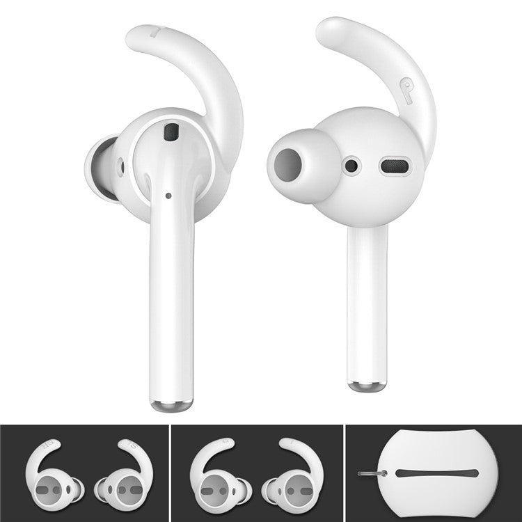 AHASTYLE PT40 for Apple AirPods with Charging Case (2016) / (2019) / AirPods with Wireless Charging Case (2019) 2 Pairs Earphone Caps Silicone Earbud Eartips Covers, Size: S + L - White