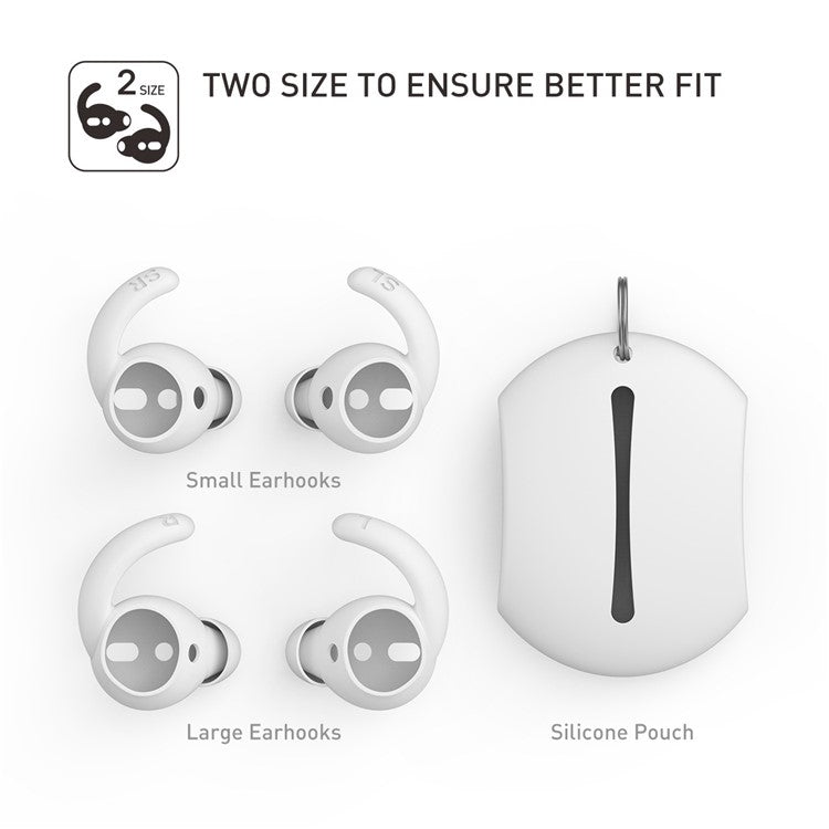 AHASTYLE PT40 for Apple AirPods with Charging Case (2016) / (2019) / AirPods with Wireless Charging Case (2019) 2 Pairs Earphone Caps Silicone Earbud Eartips Covers, Size: S + L - White