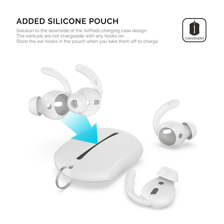 AHASTYLE PT40 for Apple AirPods with Charging Case (2016) / (2019) / AirPods with Wireless Charging Case (2019) 2 Pairs Earphone Caps Silicone Earbud Eartips Covers, Size: S + L - White