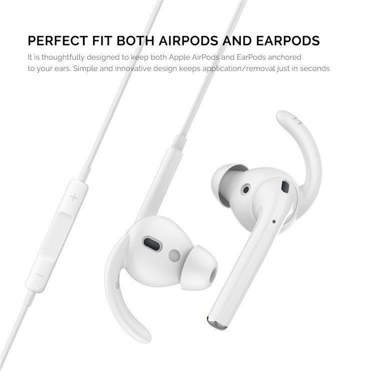 AHASTYLE PT40 for Apple AirPods with Charging Case (2016) / (2019) / AirPods with Wireless Charging Case (2019) 2 Pairs Earphone Caps Silicone Earbud Eartips Covers, Size: S + L - White