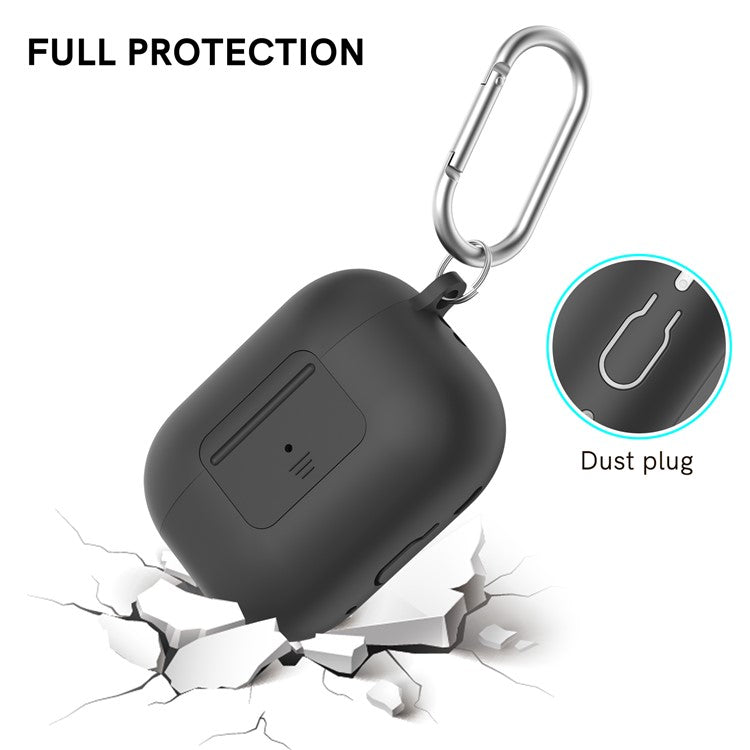 AHASTYLE WG108 Silicone Case for AirPods Pro 2 Case Cover Anti-Fall Integrated Bluetooth Headset Protector with Strap, Hook - Black