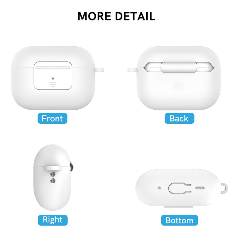 AHASTYLE WG108 Silicone Case for AirPods Pro 2 Case Cover Anti-Fall Integrated Bluetooth Headset Protector with Strap, Hook - White