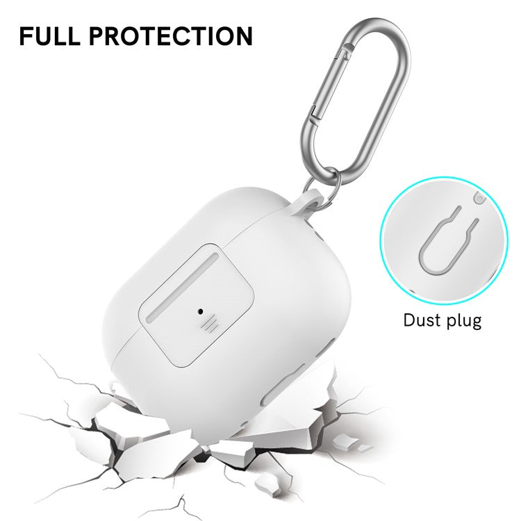 AHASTYLE WG108 Silicone Case for AirPods Pro 2 Case Cover Anti-Fall Integrated Bluetooth Headset Protector with Strap, Hook - White