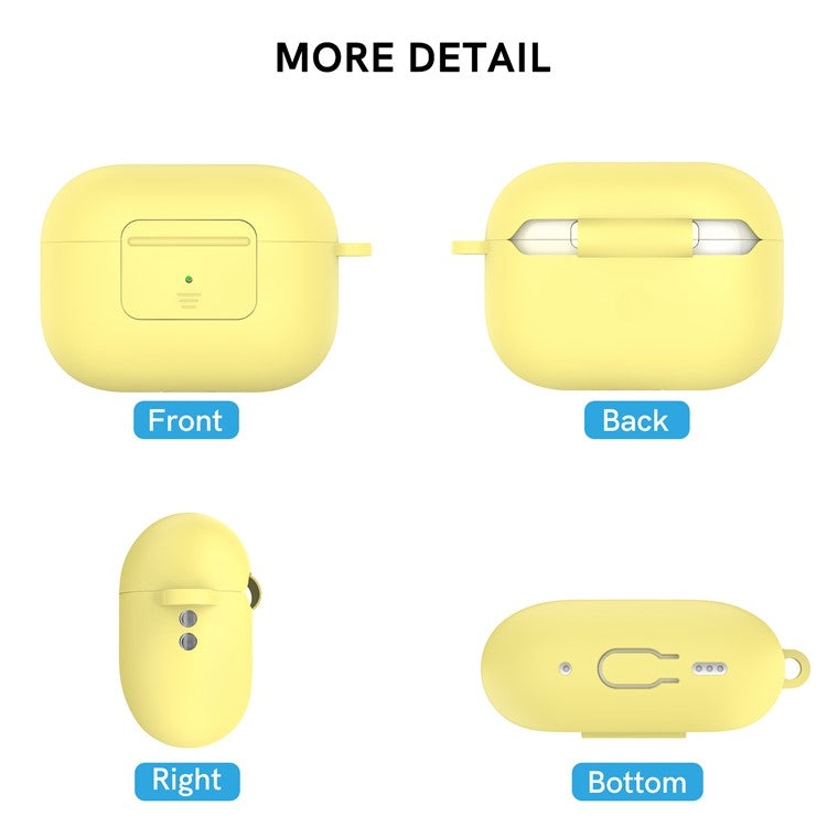 AHASTYLE WG108 Silicone Case for AirPods Pro 2 Case Cover Anti-Fall Integrated Bluetooth Headset Protector with Strap, Hook - Yellow