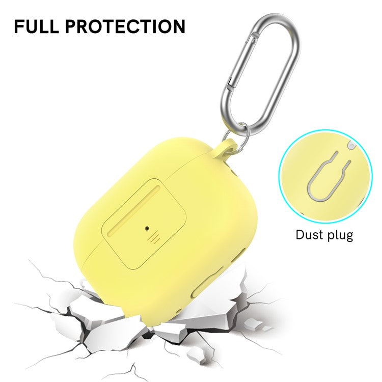 AHASTYLE WG108 Silicone Case for AirPods Pro 2 Case Cover Anti-Fall Integrated Bluetooth Headset Protector with Strap, Hook - Yellow