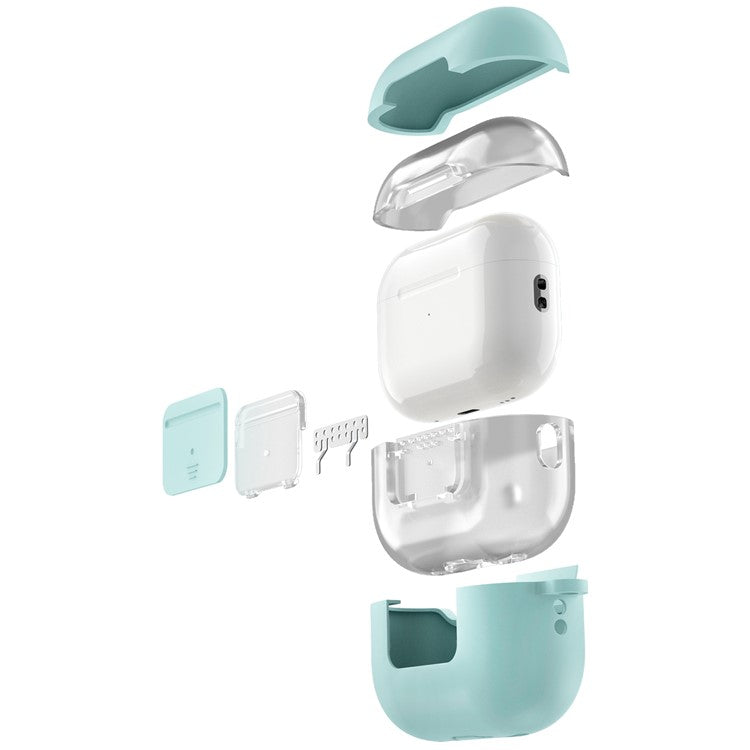 AHASTYLE WG108 Silicone Case for AirPods Pro 2 Case Cover Anti-Fall Integrated Bluetooth Headset Protector with Strap, Hook - Mint Green