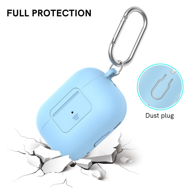 AHASTYLE WG108 Silicone Case for AirPods Pro 2 Case Cover Anti-Fall Integrated Bluetooth Headset Protector with Strap, Hook - Sky Blue