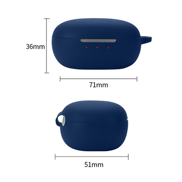 For JBL T280TWS NC2 Wireless Bluetooth Earphones Soft Silicone Cover Anti-drop Case with Anti-lost Buckle - Dark Blue