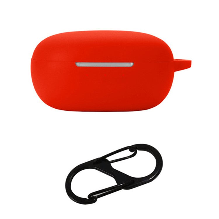 For JBL T280TWS NC2 Wireless Bluetooth Earphones Soft Silicone Cover Anti-drop Case with Anti-lost Buckle - Red