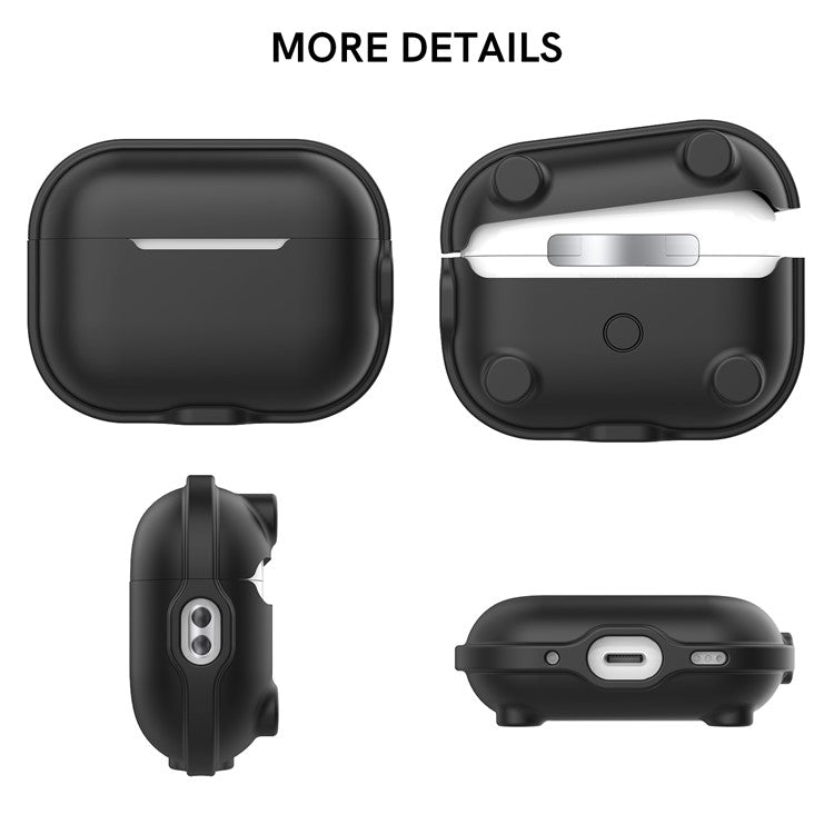 AHASTYLE WE15 Silicone Cover for AirPods Pro 2 Case Magnetic Wireless Charging Headset Protective Case with Strap - Black