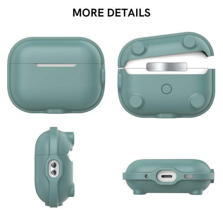 AHASTYLE WE15 Silicone Cover for AirPods Pro 2 Case Magnetic Wireless Charging Headset Protective Case with Strap - Green