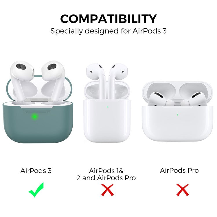 AHASTYLE PT176 For Apple AirPods 3 Silicone Protective Case Bluetooth Earphone Anti-drop Cover with Anti-dust Charging Port Plug - Green