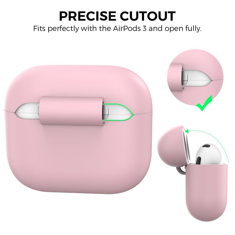 AHASTYLE PT176 For Apple AirPods 3 Silicone Protective Case Bluetooth Earphone Anti-drop Cover with Anti-dust Charging Port Plug - Pink