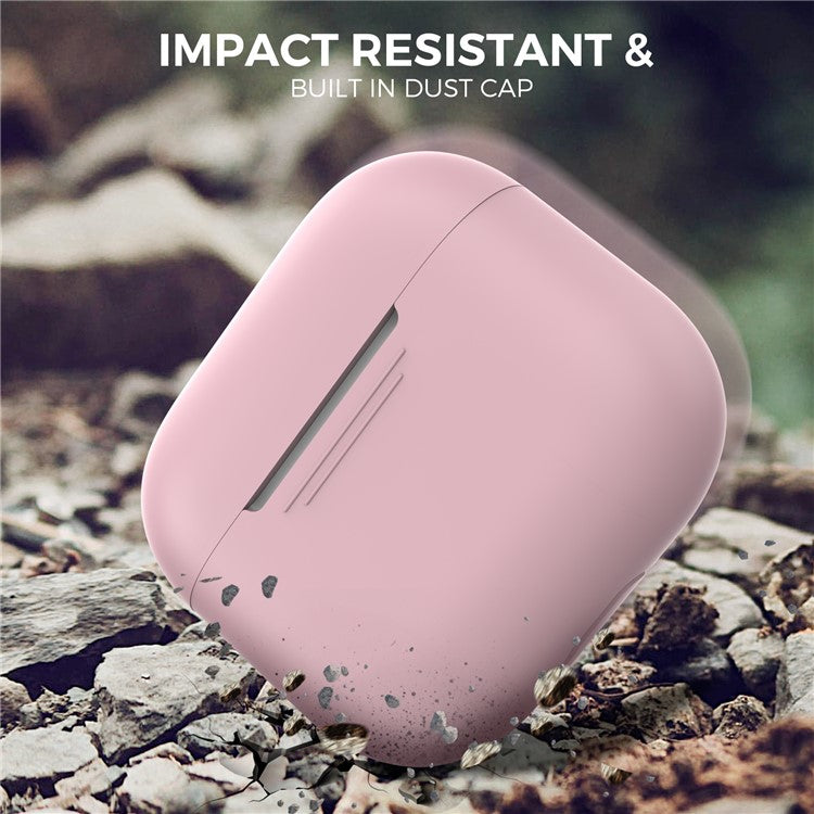 AHASTYLE PT176 For Apple AirPods 3 Silicone Protective Case Bluetooth Earphone Anti-drop Cover with Anti-dust Charging Port Plug - Pink