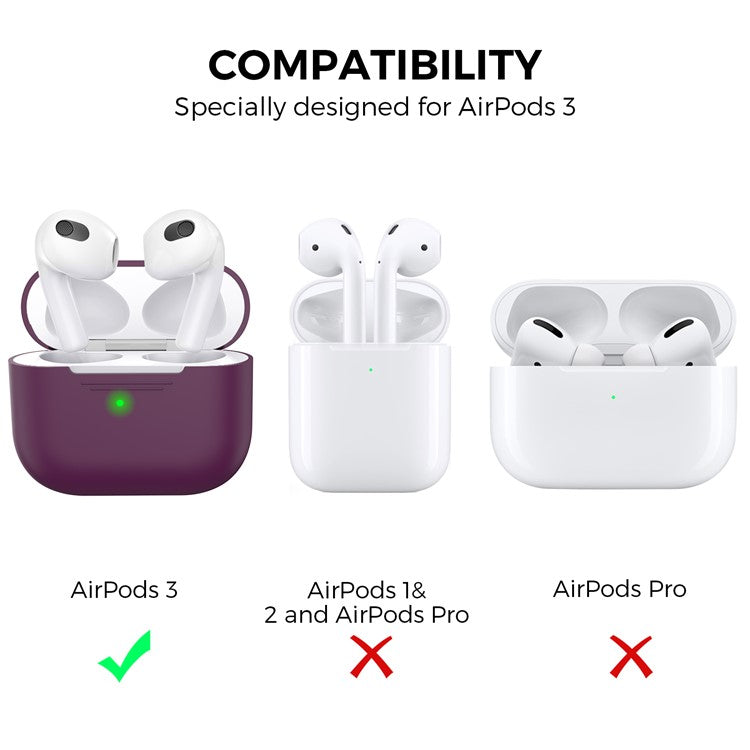 AHASTYLE PT176 For Apple AirPods 3 Silicone Protective Case Bluetooth Earphone Anti-drop Cover with Anti-dust Charging Port Plug - Wine Red