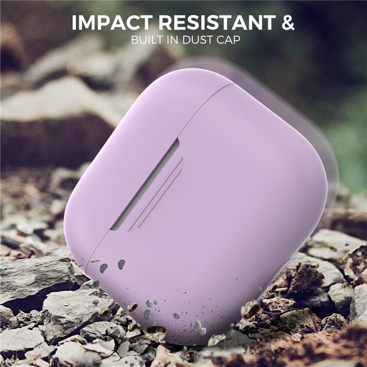 AHASTYLE PT176 For Apple AirPods 3 Silicone Protective Case Bluetooth Earphone Anti-drop Cover with Anti-dust Charging Port Plug - Purple