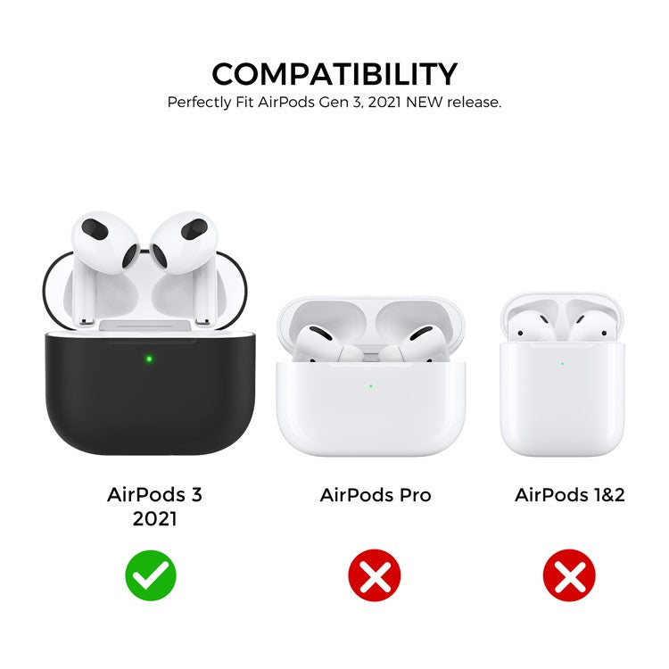 AHASTYLE PT147 For Apple AirPods 3 Splittable Silicone Protective Case Bluetooth Earphone Anti-drop Anti-dust Cover - Black