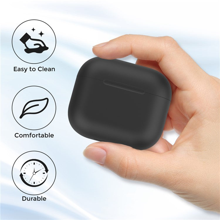 AHASTYLE PT147 For Apple AirPods 3 Splittable Silicone Protective Case Bluetooth Earphone Anti-drop Anti-dust Cover - Black