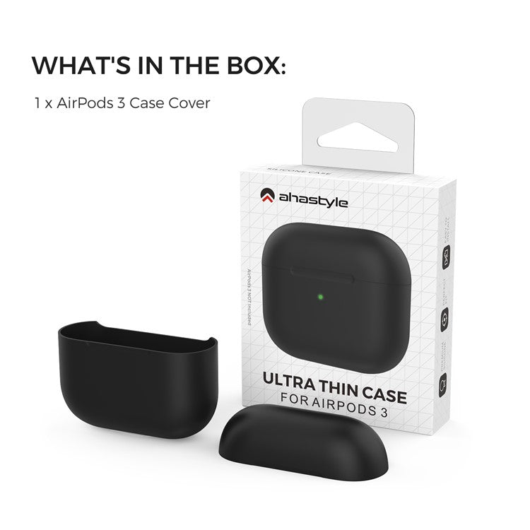 AHASTYLE PT147 For Apple AirPods 3 Splittable Silicone Protective Case Bluetooth Earphone Anti-drop Anti-dust Cover - Black