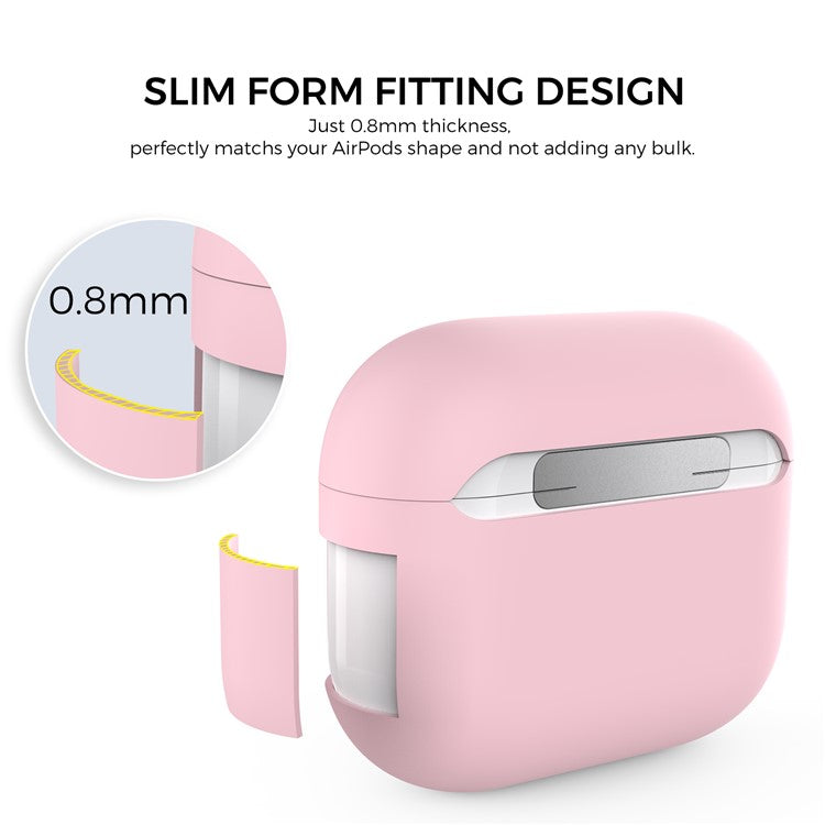 AHASTYLE PT147 For Apple AirPods 3 Splittable Silicone Protective Case Bluetooth Earphone Anti-drop Anti-dust Cover - Pink