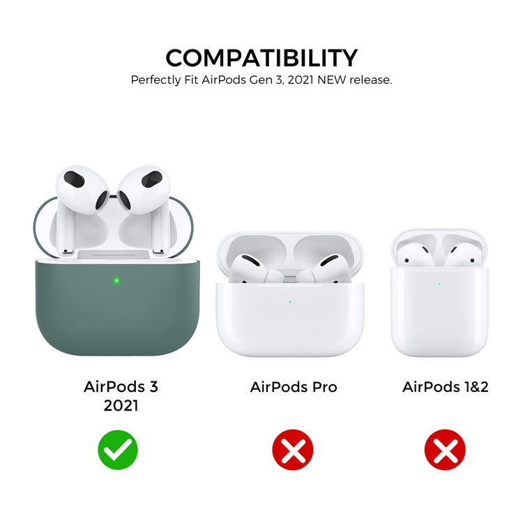 AHASTYLE PT147 For Apple AirPods 3 Splittable Silicone Protective Case Bluetooth Earphone Anti-drop Anti-dust Cover - Midnight Green