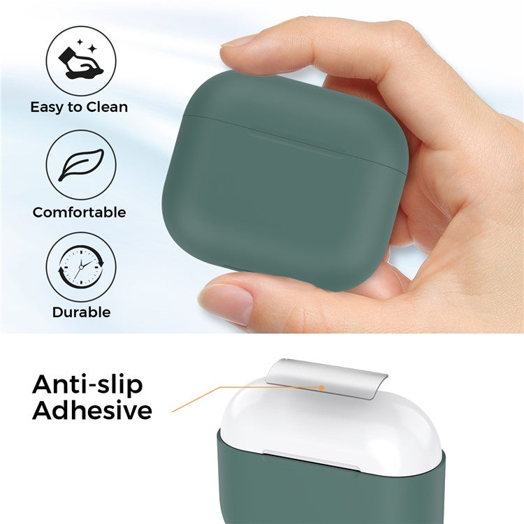 AHASTYLE PT147 For Apple AirPods 3 Splittable Silicone Protective Case Bluetooth Earphone Anti-drop Anti-dust Cover - Midnight Green