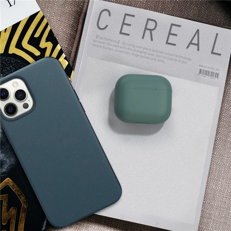 AHASTYLE PT147 For Apple AirPods 3 Splittable Silicone Protective Case Bluetooth Earphone Anti-drop Anti-dust Cover - Midnight Green