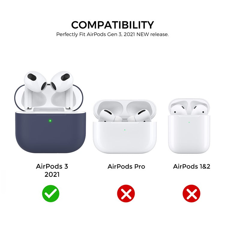 AHASTYLE PT147 For Apple AirPods 3 Splittable Silicone Protective Case Bluetooth Earphone Anti-drop Anti-dust Cover - Midnight Blue