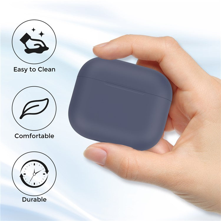 AHASTYLE PT147 For Apple AirPods 3 Splittable Silicone Protective Case Bluetooth Earphone Anti-drop Anti-dust Cover - Midnight Blue