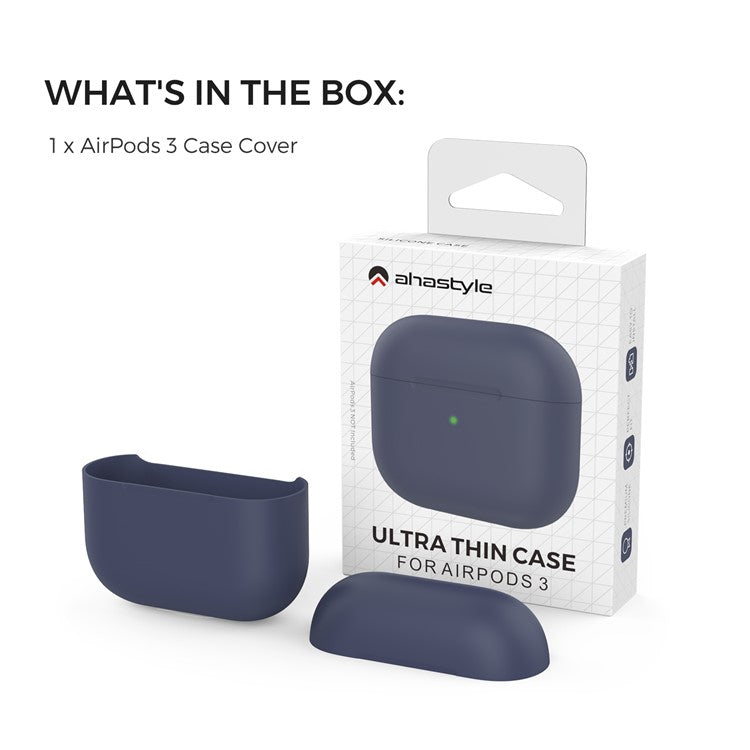 AHASTYLE PT147 For Apple AirPods 3 Splittable Silicone Protective Case Bluetooth Earphone Anti-drop Anti-dust Cover - Midnight Blue