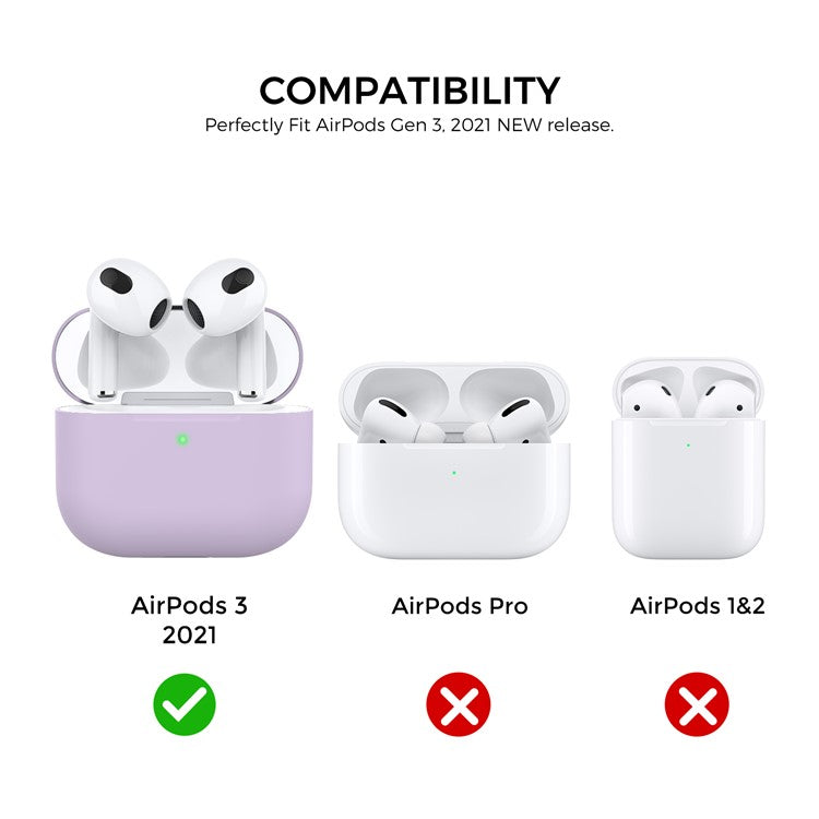 AHASTYLE PT147 For Apple AirPods 3 Splittable Silicone Protective Case Bluetooth Earphone Anti-drop Anti-dust Cover - Purple