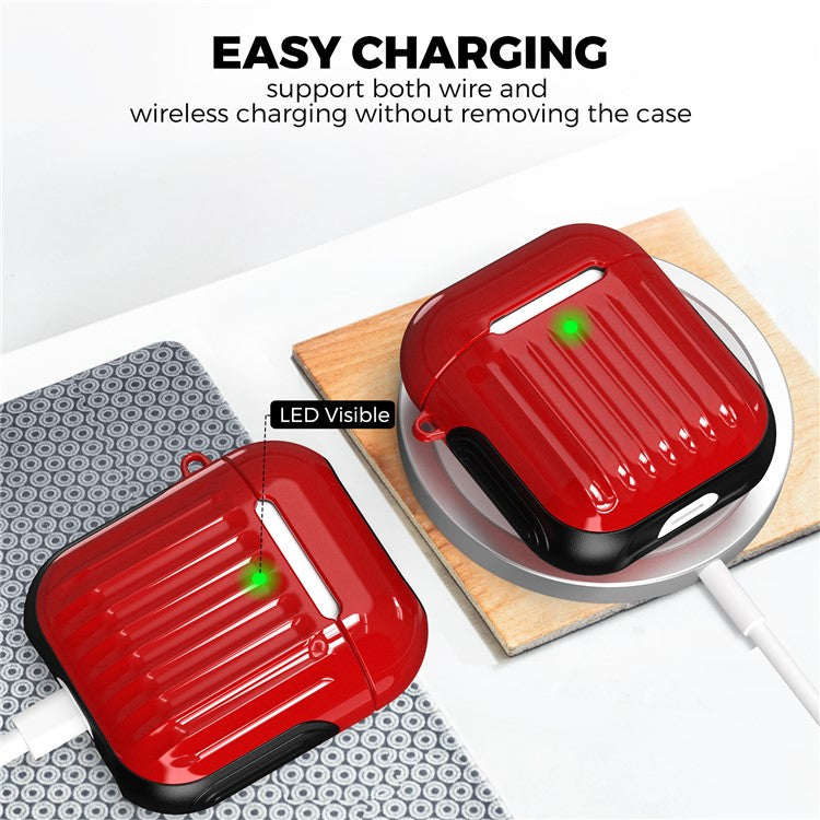 AHASTYLE WG76-2 Protective Case for Apple AirPods with Charging Case (2016) / (2019)  /  AirPods with Wireless Charging Case (2019) Cover with Buckle - Red