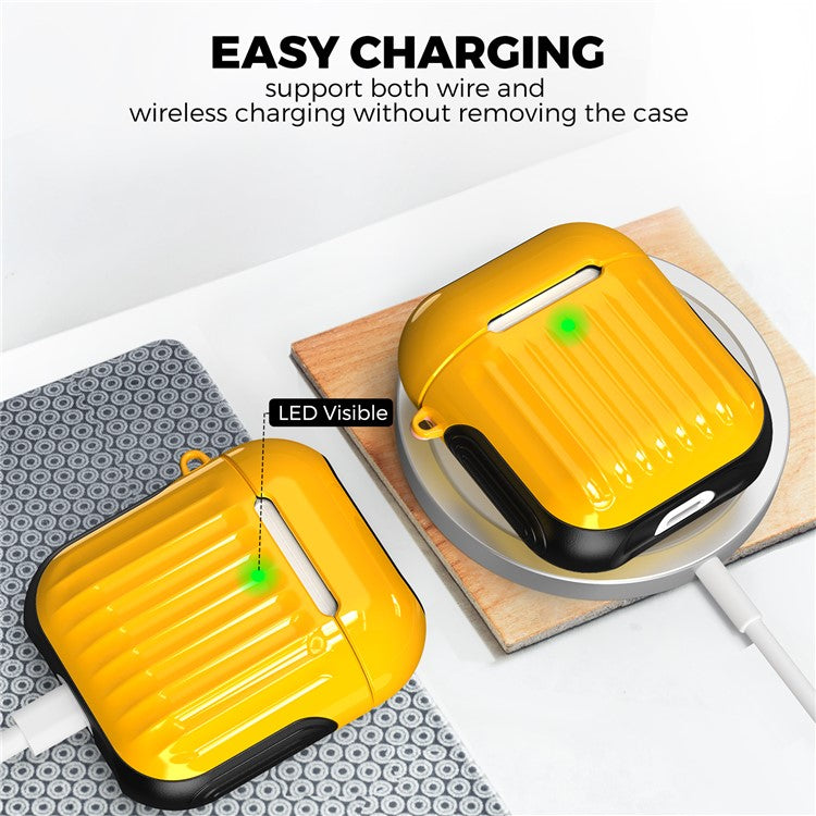 AHASTYLE WG76-2 Protective Case for Apple AirPods with Charging Case (2016) / (2019)  /  AirPods with Wireless Charging Case (2019) Cover with Buckle - Yellow