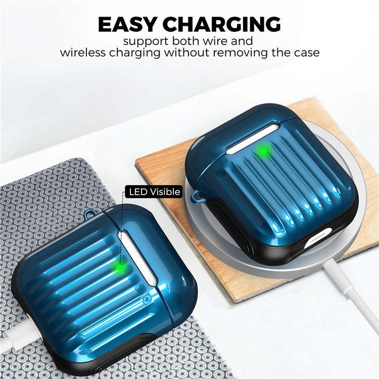 AHASTYLE WG76-2 Protective Case for Apple AirPods with Charging Case (2016) / (2019)  /  AirPods with Wireless Charging Case (2019) Cover with Buckle - Blue