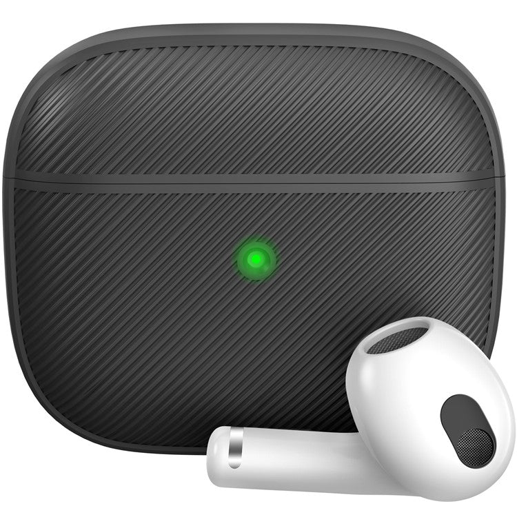 AHASTYLE PT177 For Apple AirPods 3 Stripe Design Bluetooth Earphone Drop-proof Cover  Splittable Soft Silicone Protective Case - Black