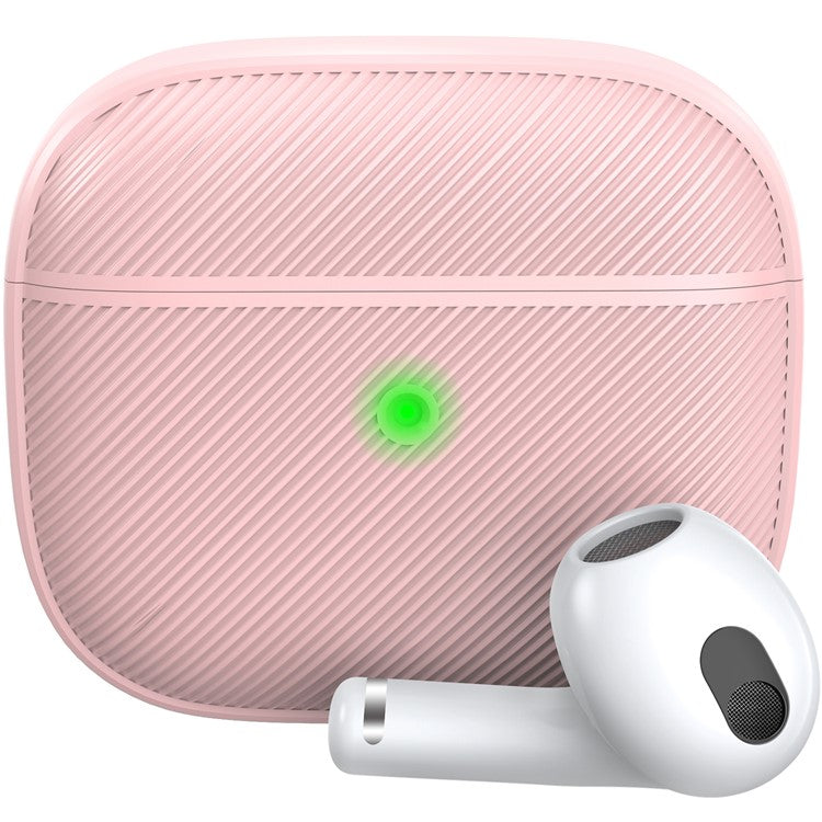 AHASTYLE PT177 For Apple AirPods 3 Stripe Design Bluetooth Earphone Drop-proof Cover  Splittable Soft Silicone Protective Case - Pink